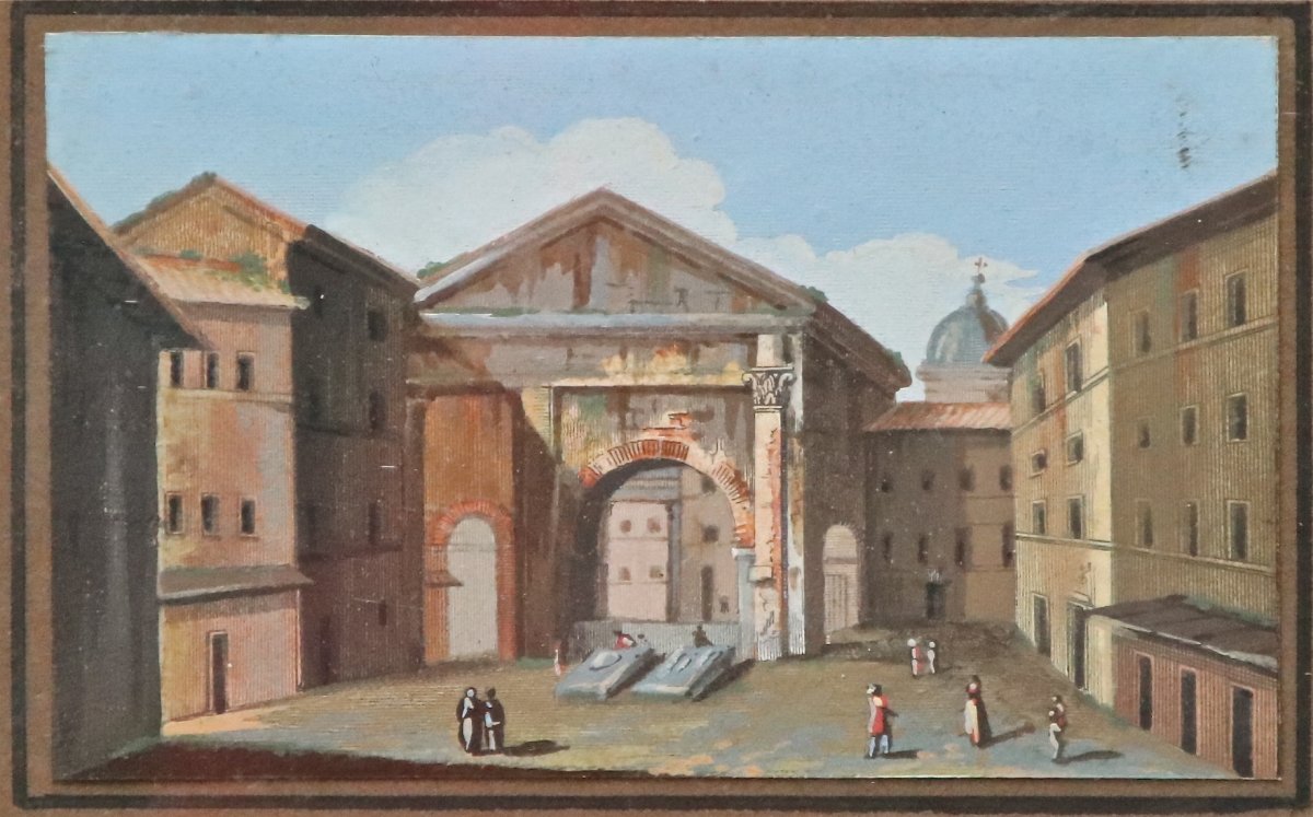 Gouache Nineteenth View Of Rome-photo-7