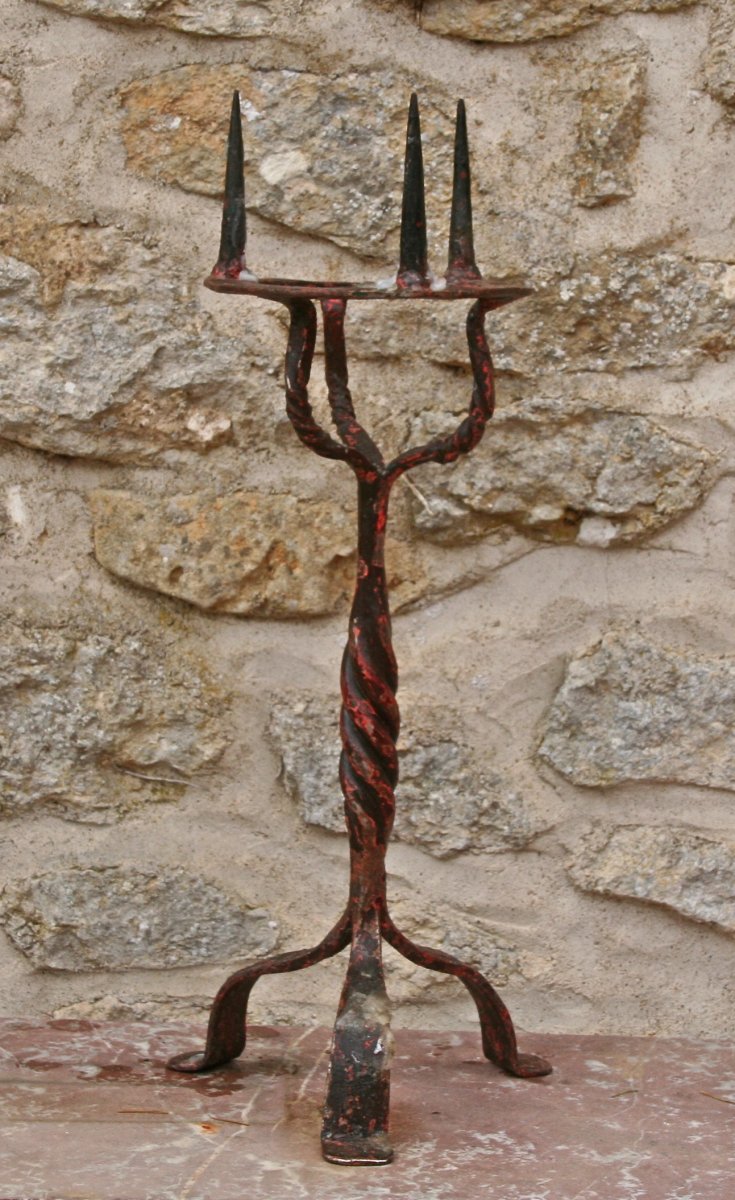 Candlesticks Pique Cierges Nineteenth Wrought Iron-photo-3