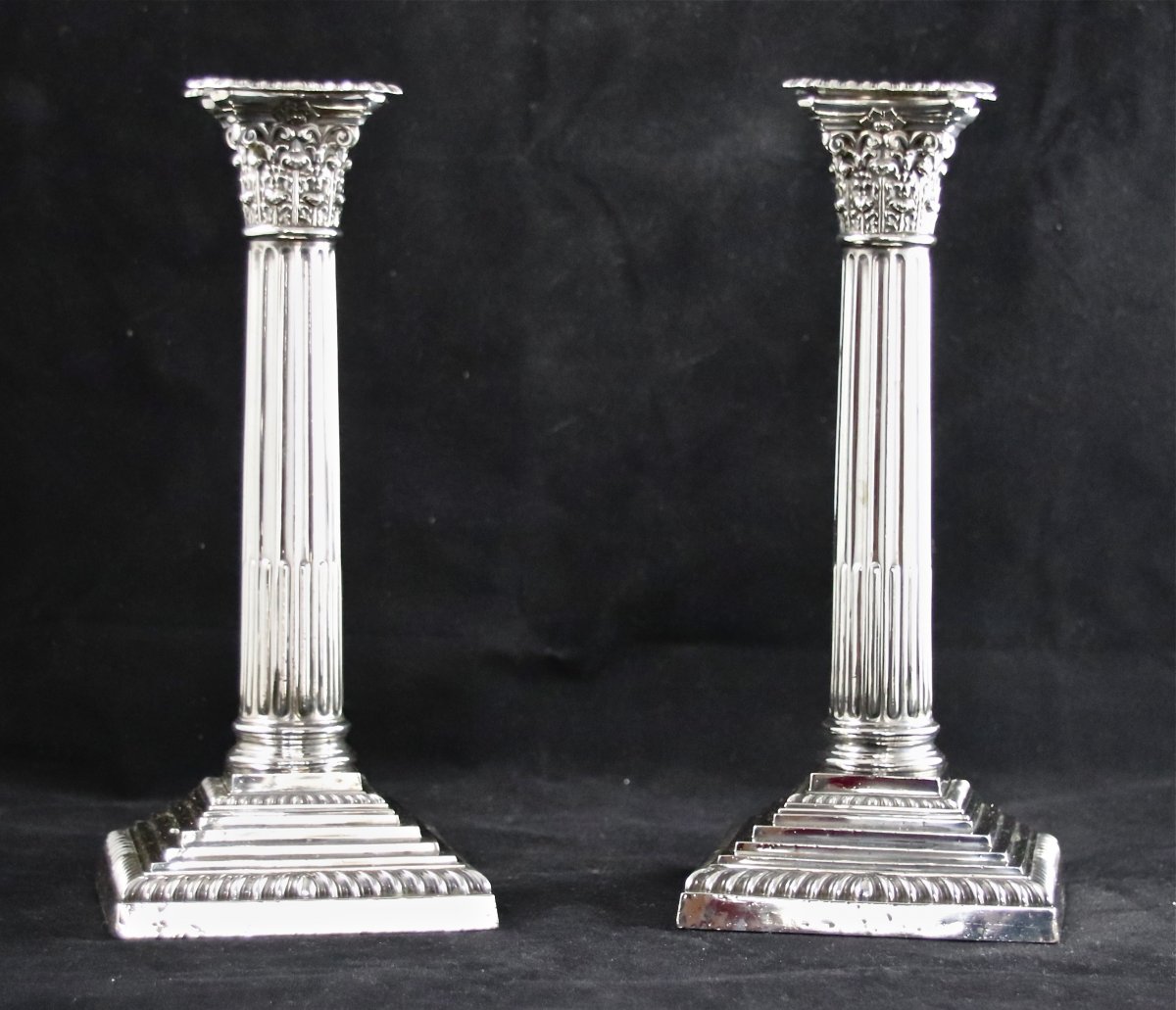 Pair Of Candlesticks Twentieth In Sterling Silver-photo-2