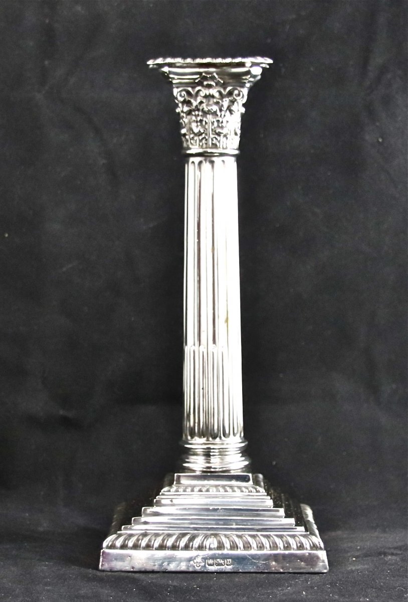 Pair Of Candlesticks Twentieth In Sterling Silver-photo-3