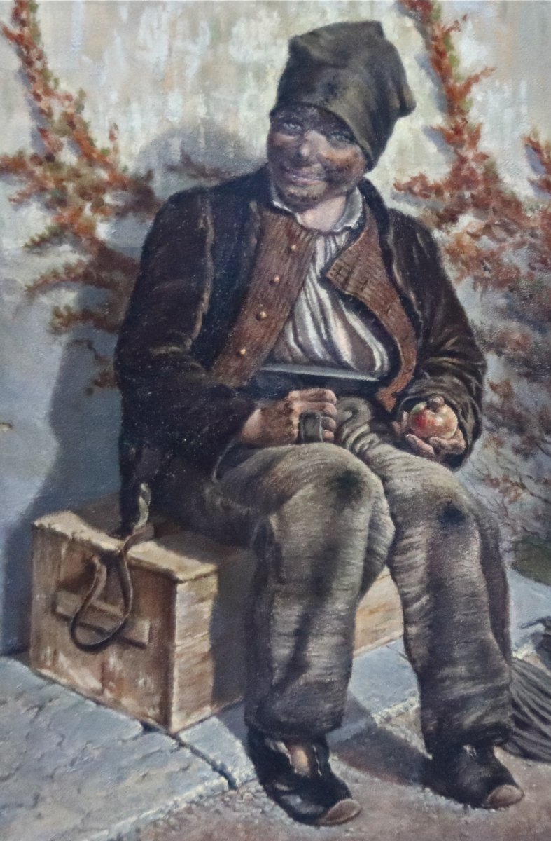 XIXth Painting The Young Chimney Sweep By J. Pellet-photo-4