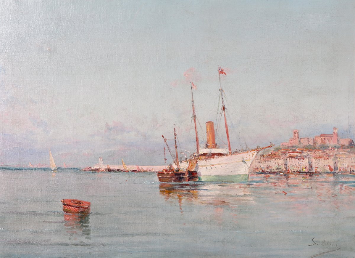 Painting By Henri Malfroy Dit Savigny Port De Cannes-photo-2