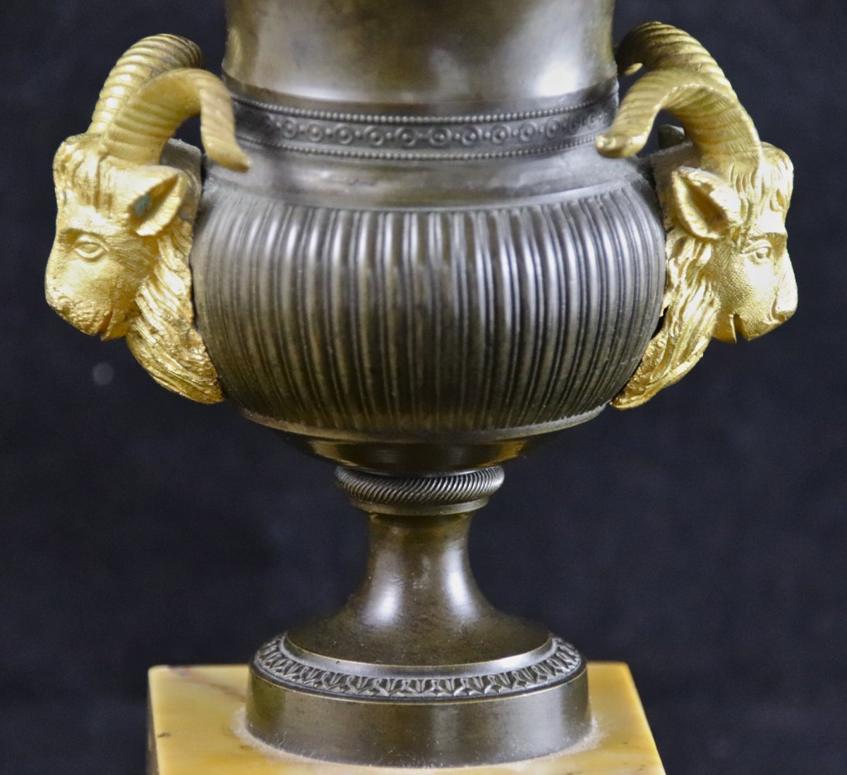 XIXth Medici Cassolettes Cups In Bronze And Marble-photo-3