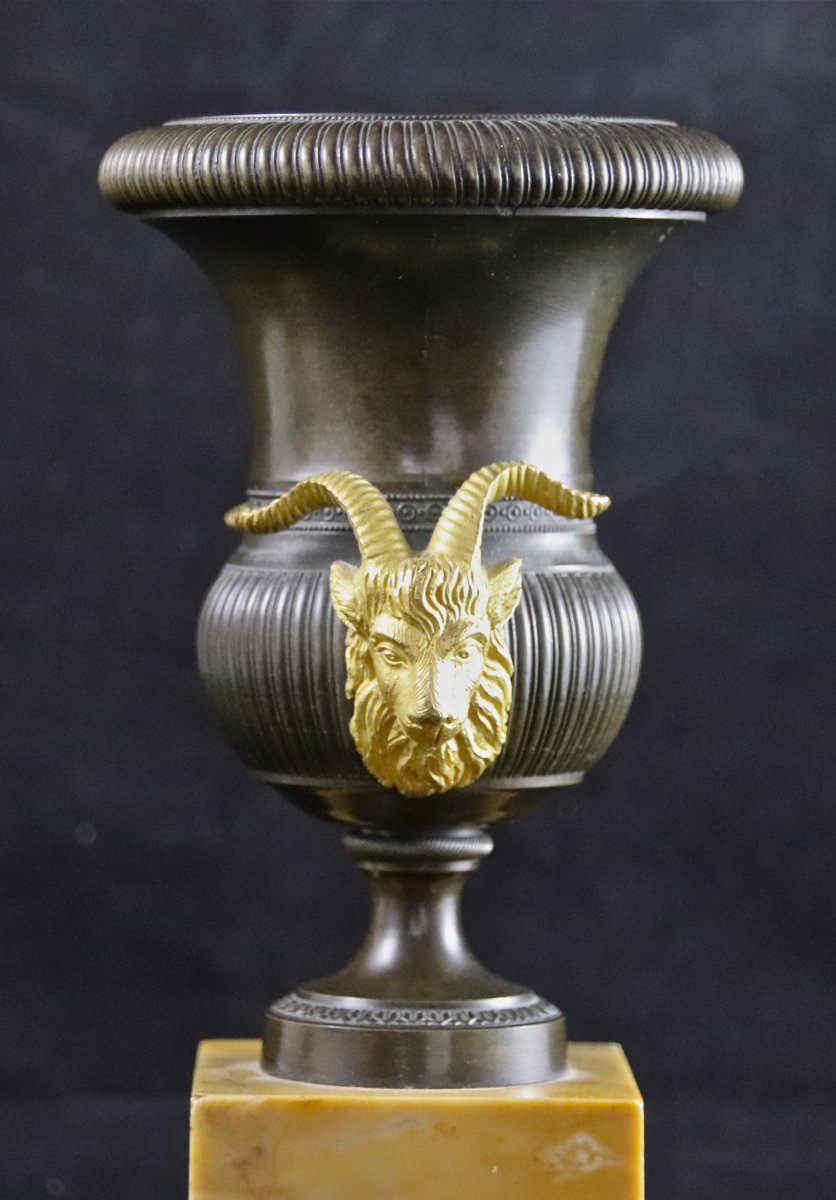 XIXth Medici Cassolettes Cups In Bronze And Marble-photo-7