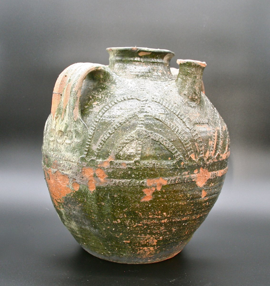 Jar In Glazed Earthenware Saintonge Period End XVIth-photo-3