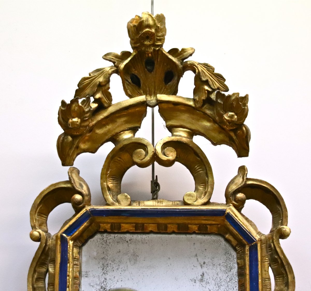 Venetian Mirror In Golden Wood Eighteenth Time With Lights-photo-3
