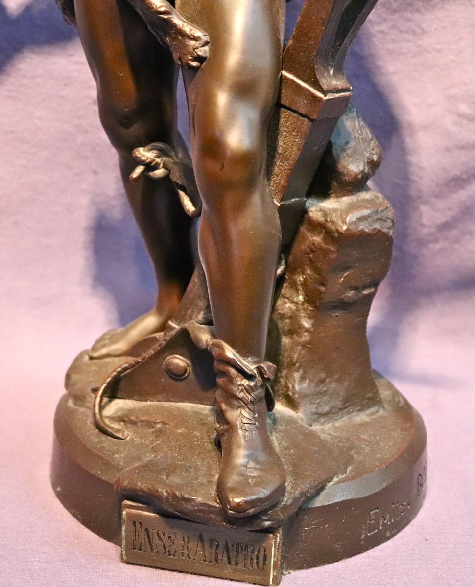 Bronze XIXème Ense Et Aratro d'Émile Boisseau -photo-3
