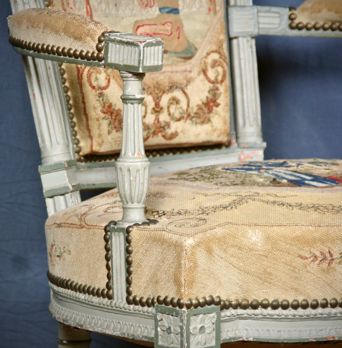 Suite Of 6 XVIIIth Century Louis XVI Armchairs With Chinese Tapestry-photo-6