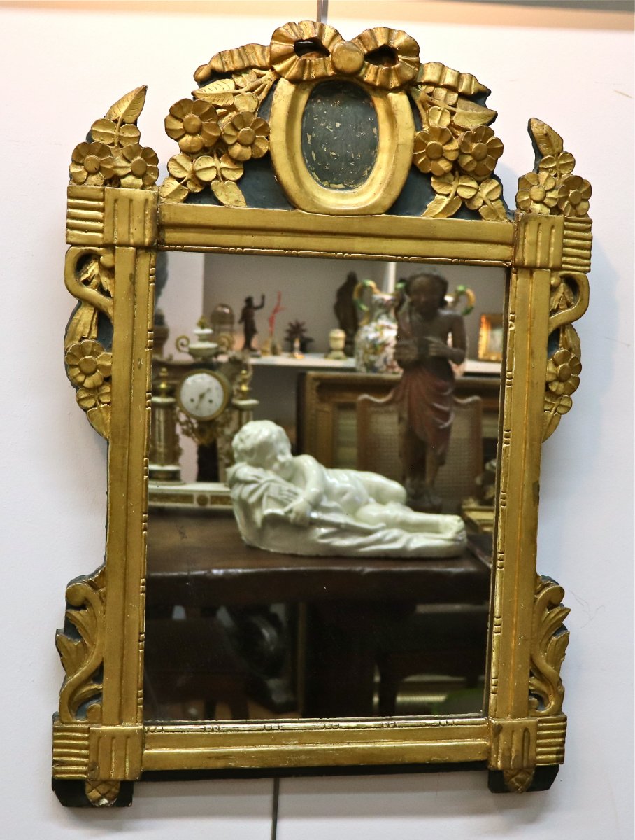 Louis XVI Style Mirror, 18th Century In Golden Wood-photo-2
