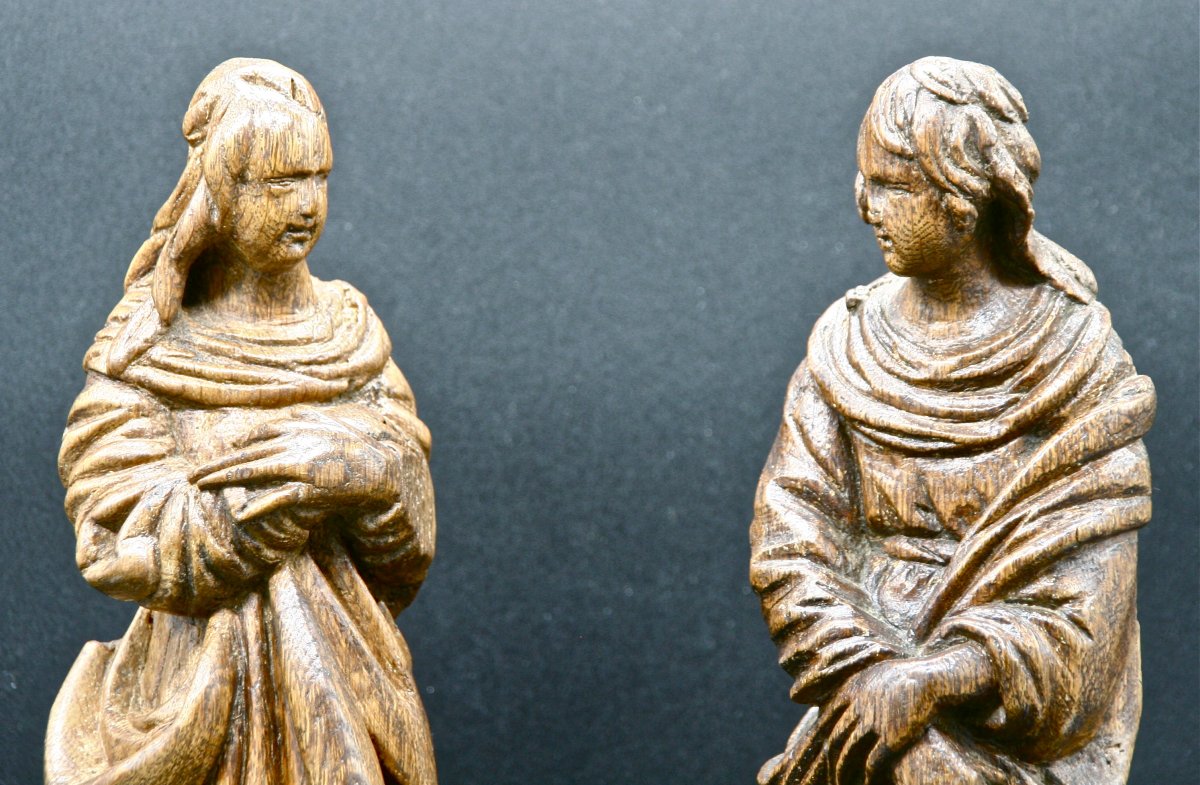 Paire De Sculptures Religieuse En Chêne d'Époque XVIIIème-photo-3