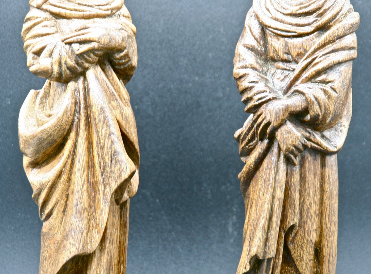 Pair Of Religious Sculptures In 18th Century Oak-photo-4