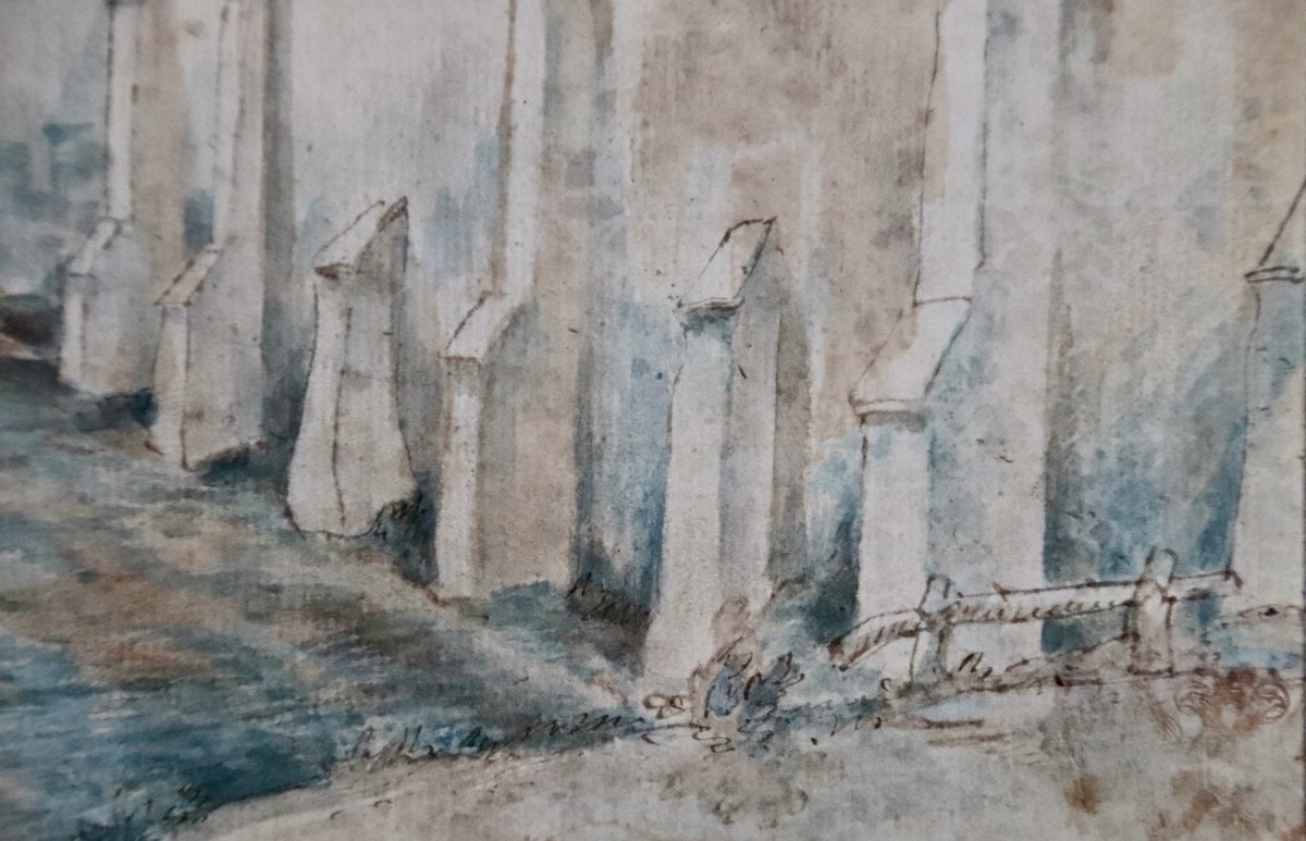 Dessin Aquarellé XVIIIème Les Galanteries De Longchamps -photo-3