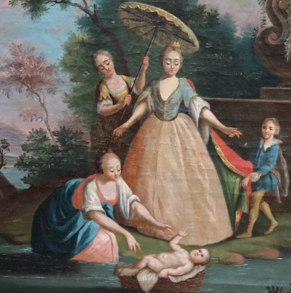 18th Century Painting Moses Saved From The Waters-photo-3