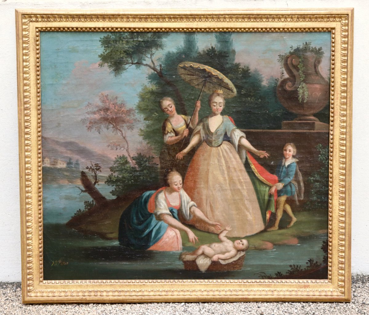 18th Century Painting Moses Saved From The Waters-photo-3