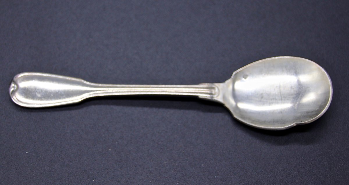 Suite Of 12 Ice Cream Spoons In Silver Metal-photo-3