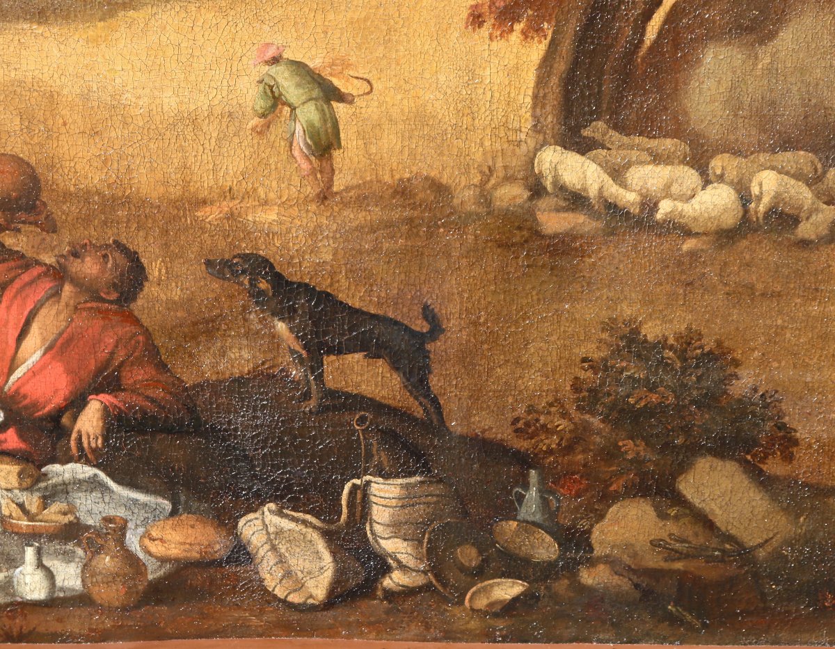 Grande Peinture XVIIème école De Francesco Bassano La Tonte Des Moutons-photo-1