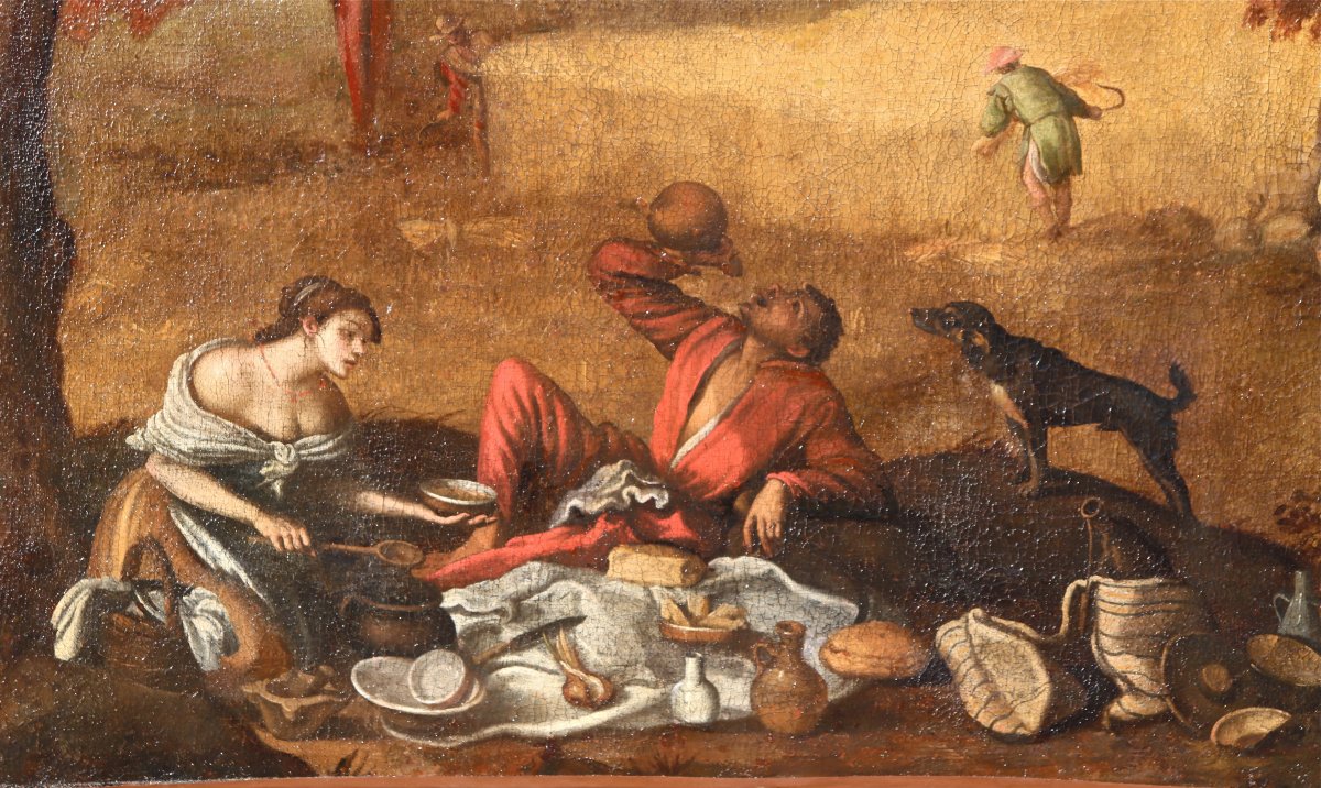 Grande Peinture XVIIème école De Francesco Bassano La Tonte Des Moutons-photo-2