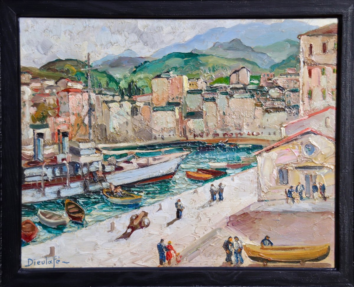 Peinture XXème Du Port De Bastia Par Yvon DIEULAFÉ-photo-2