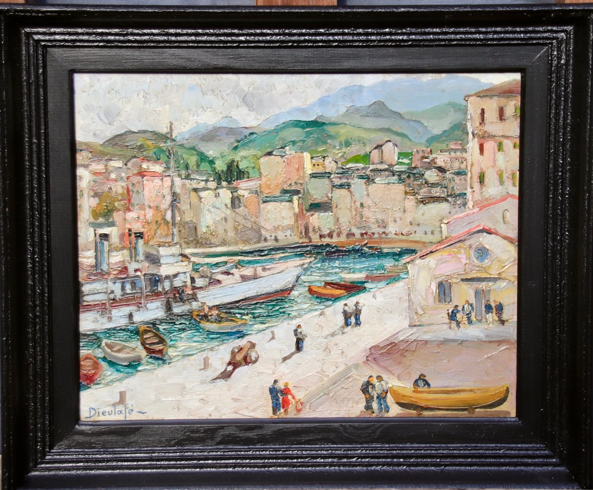 Peinture XXème Du Port De Bastia Par Yvon DIEULAFÉ-photo-1