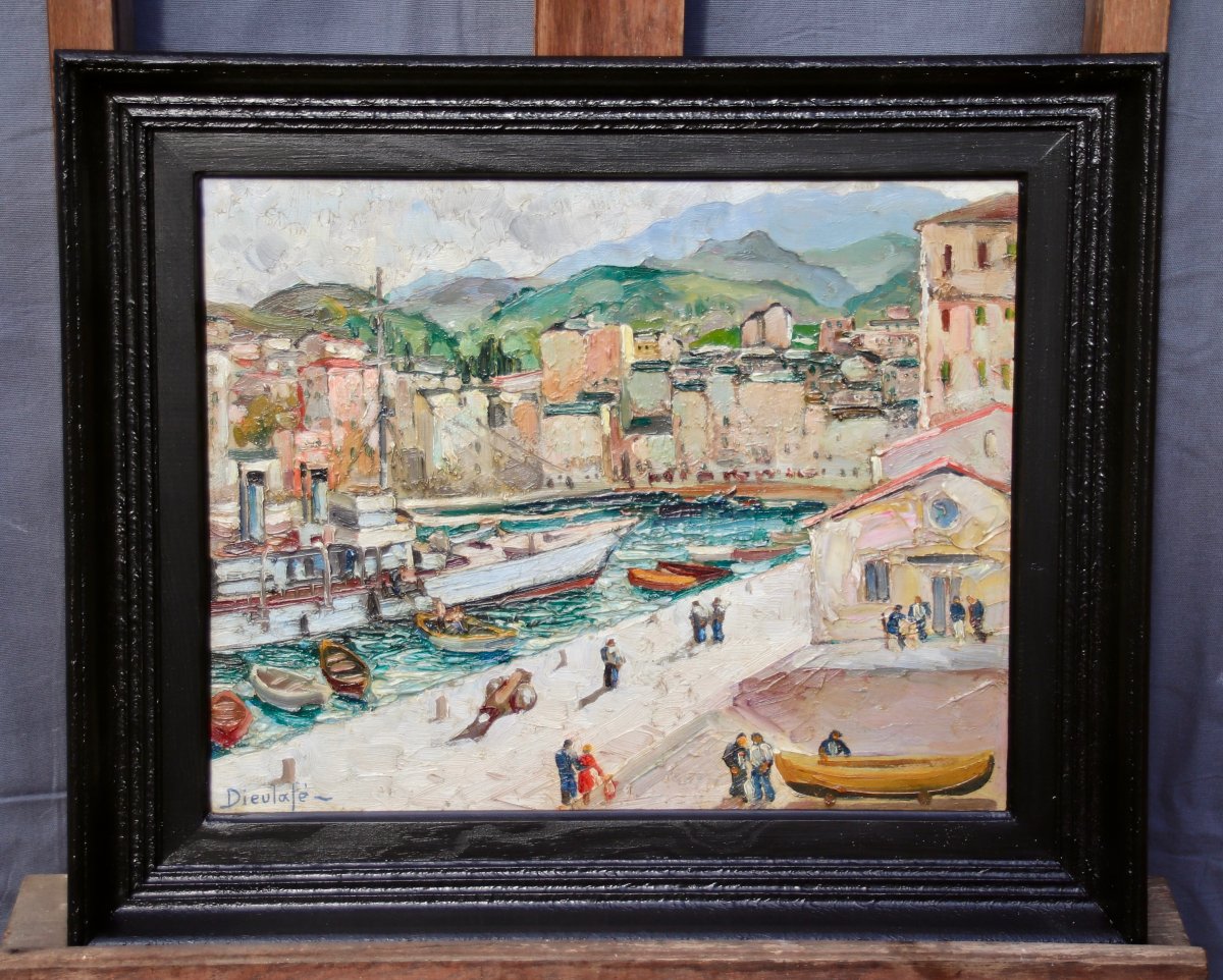Peinture XXème Du Port De Bastia Par Yvon DIEULAFÉ