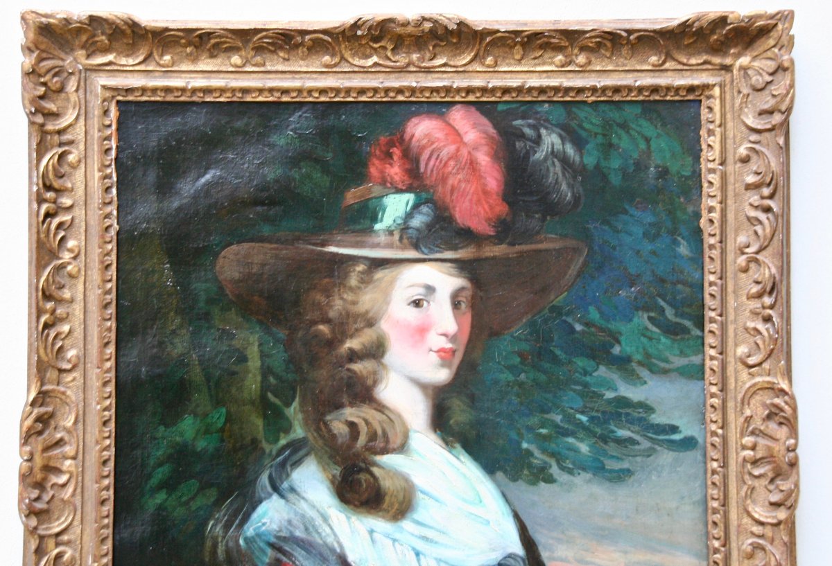 XIXth Painting Portrait Of Young English Woman-photo-2