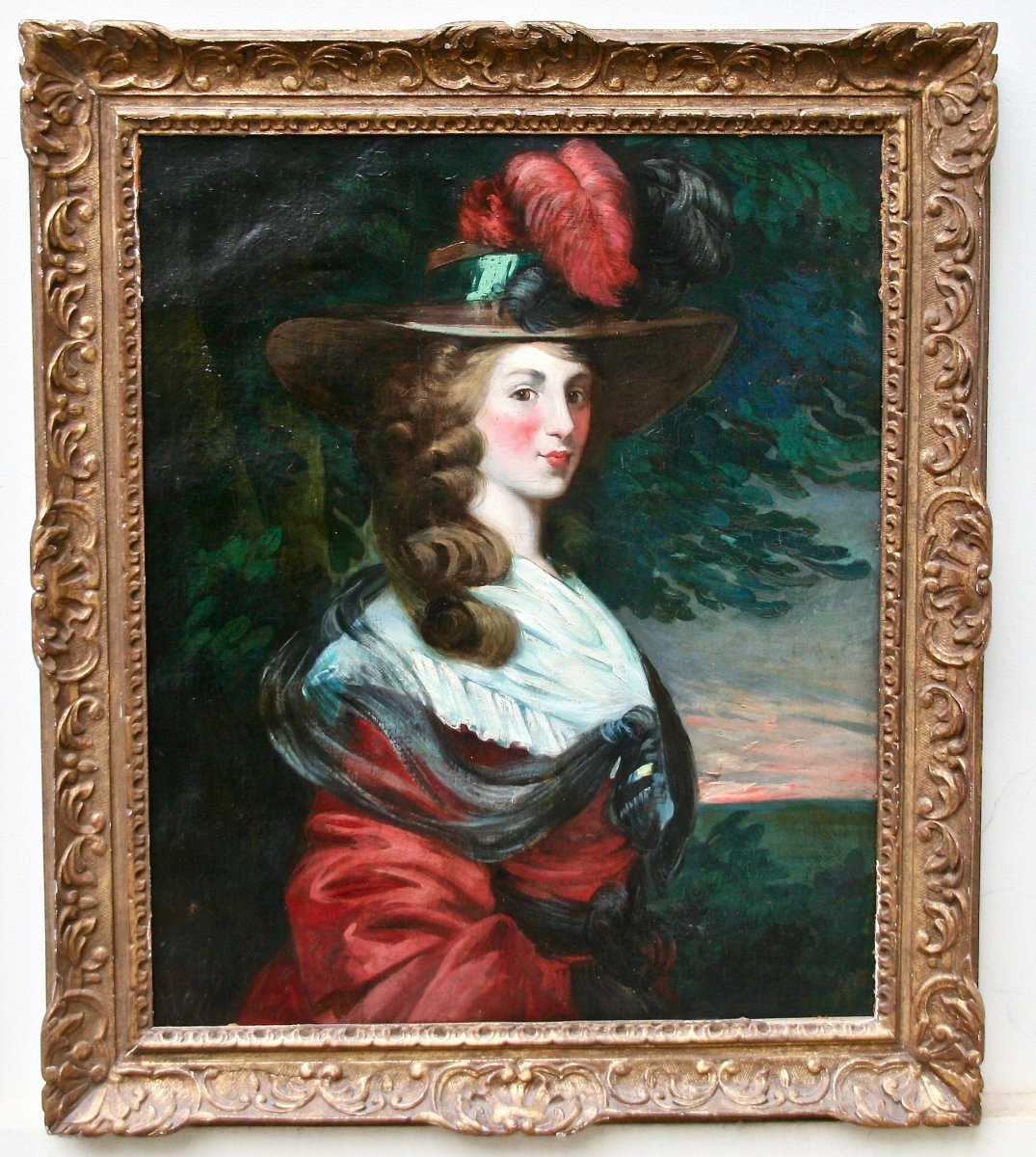 XIXth Painting Portrait Of Young English Woman-photo-4
