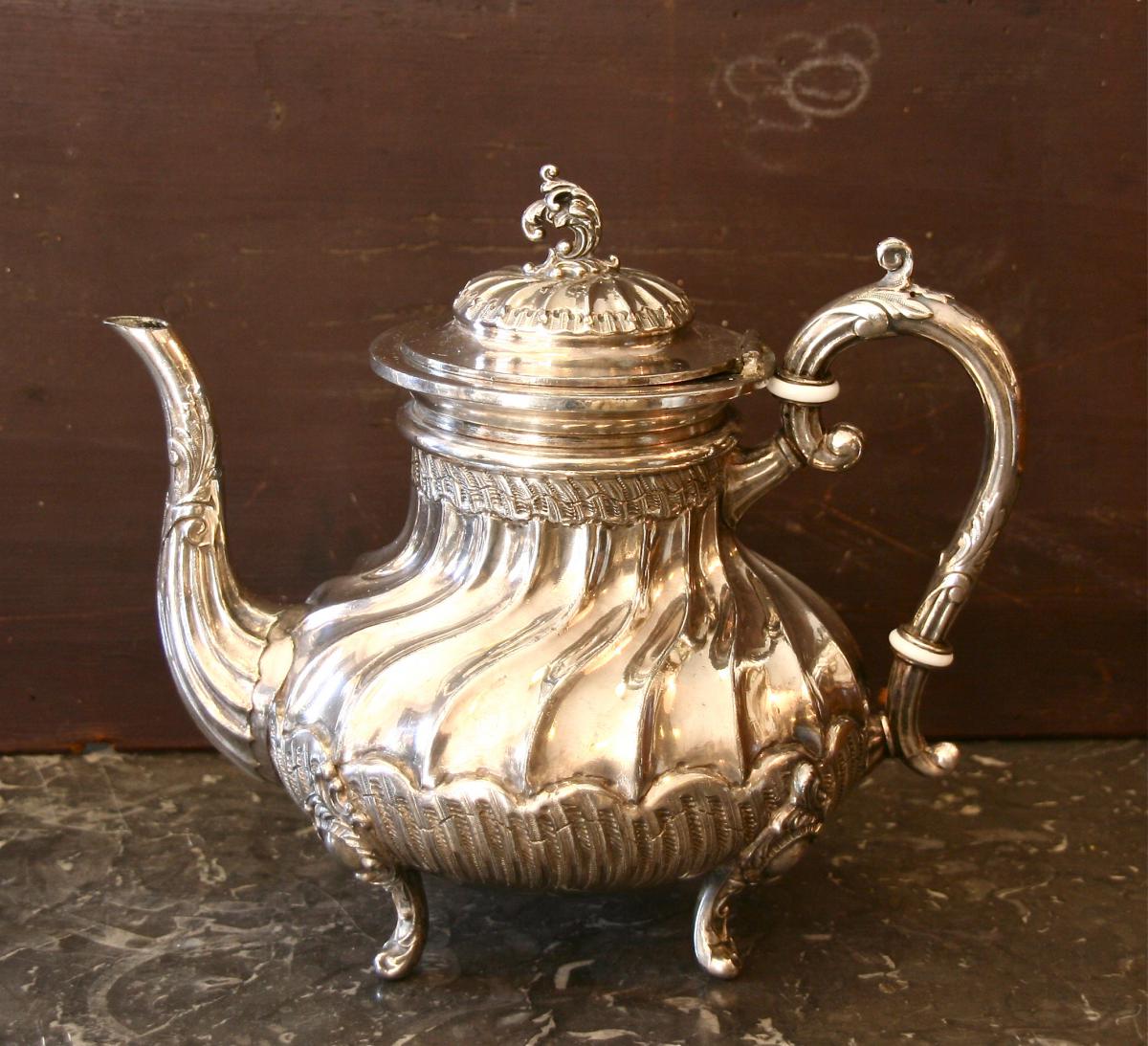 Tea Coffee Service Silver Metal Armand Frenais-photo-4