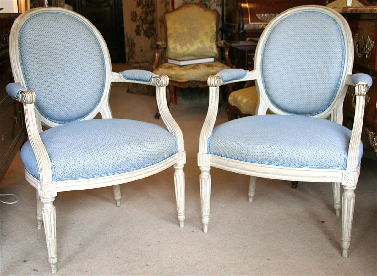 Pair Of Armchairs In Eighteenth A. Bonnemain