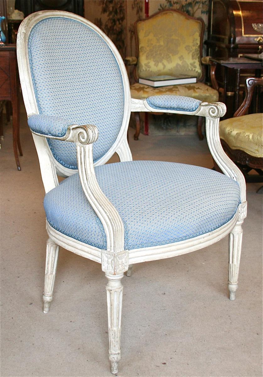 Pair Of Armchairs In Eighteenth A. Bonnemain-photo-3