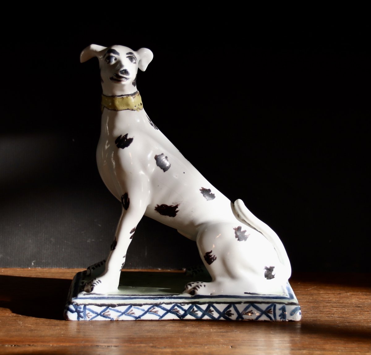 Paire De Chiens Dalmatien En Faience De Bruxelles fin XVIIIeme-photo-2