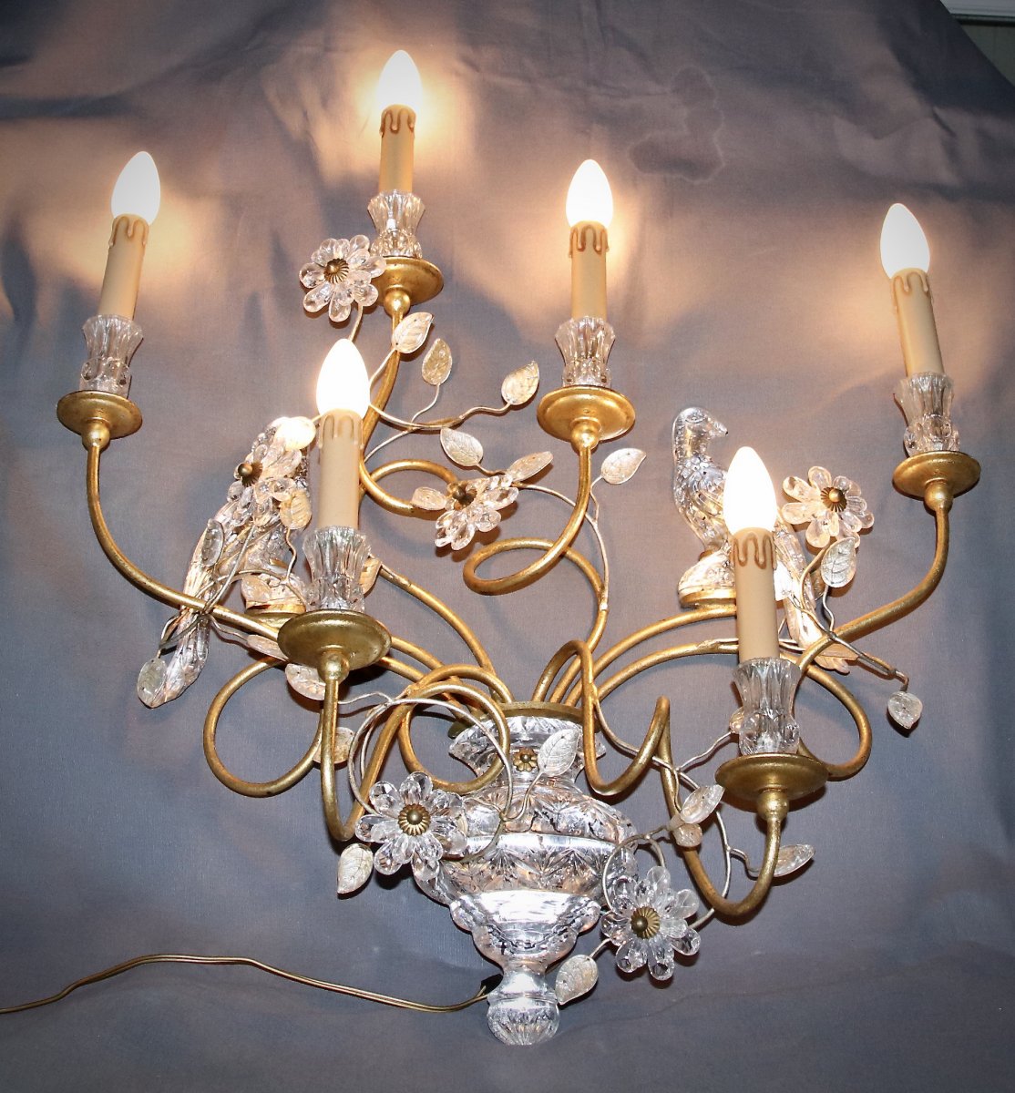 Large BaguÈs Wall Lamp XXth 6 Lights-photo-2