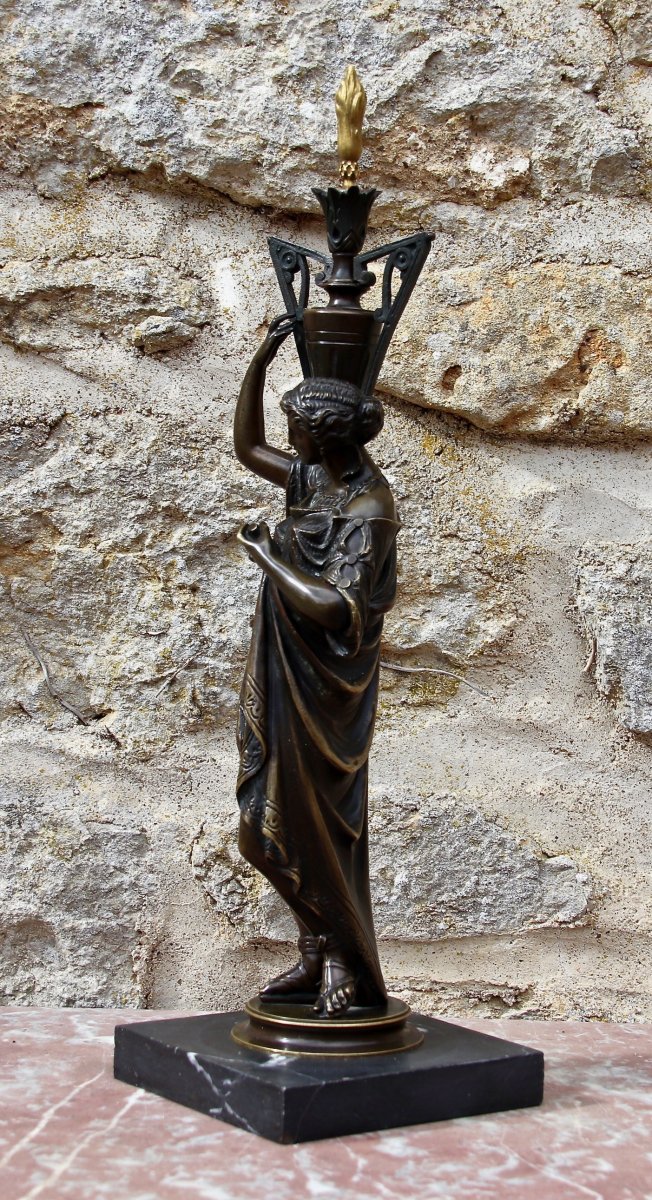 Bronze XIXth Woman In The Antique-photo-3