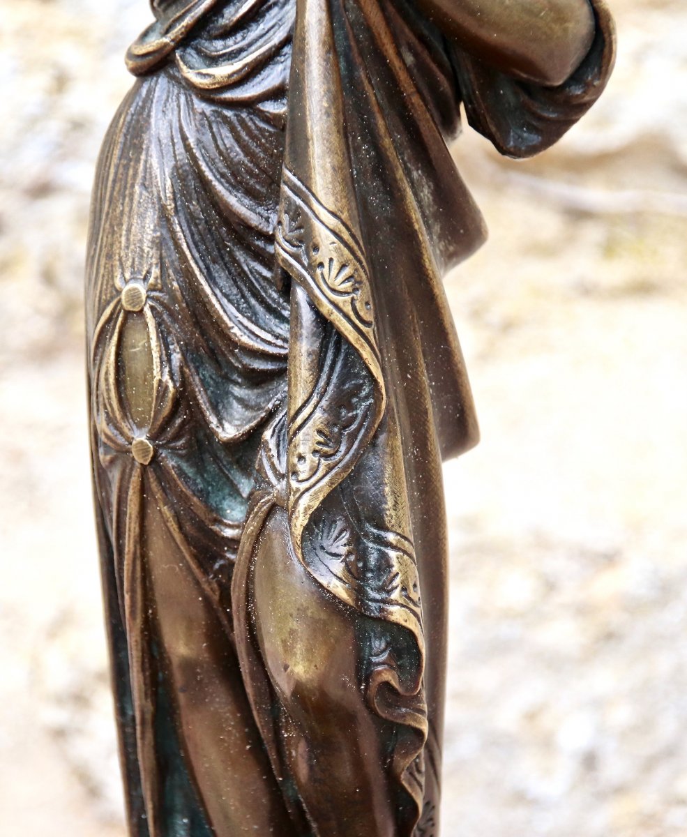 Bronze XIXth Woman In The Antique-photo-5