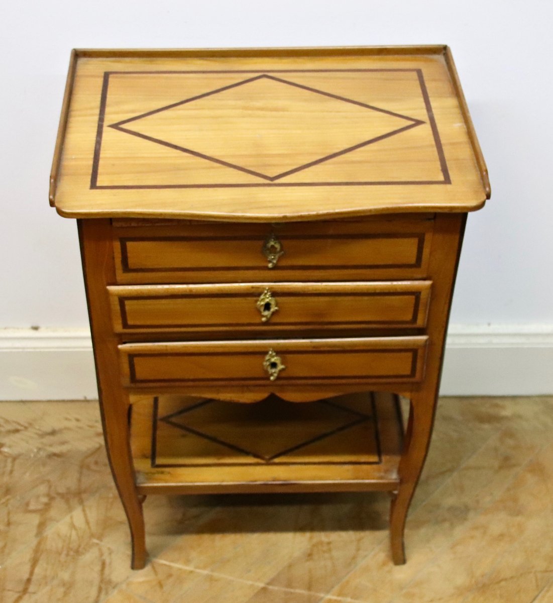 Encas Table Rosewood Inlays 3 Drawers 18th Century-photo-7