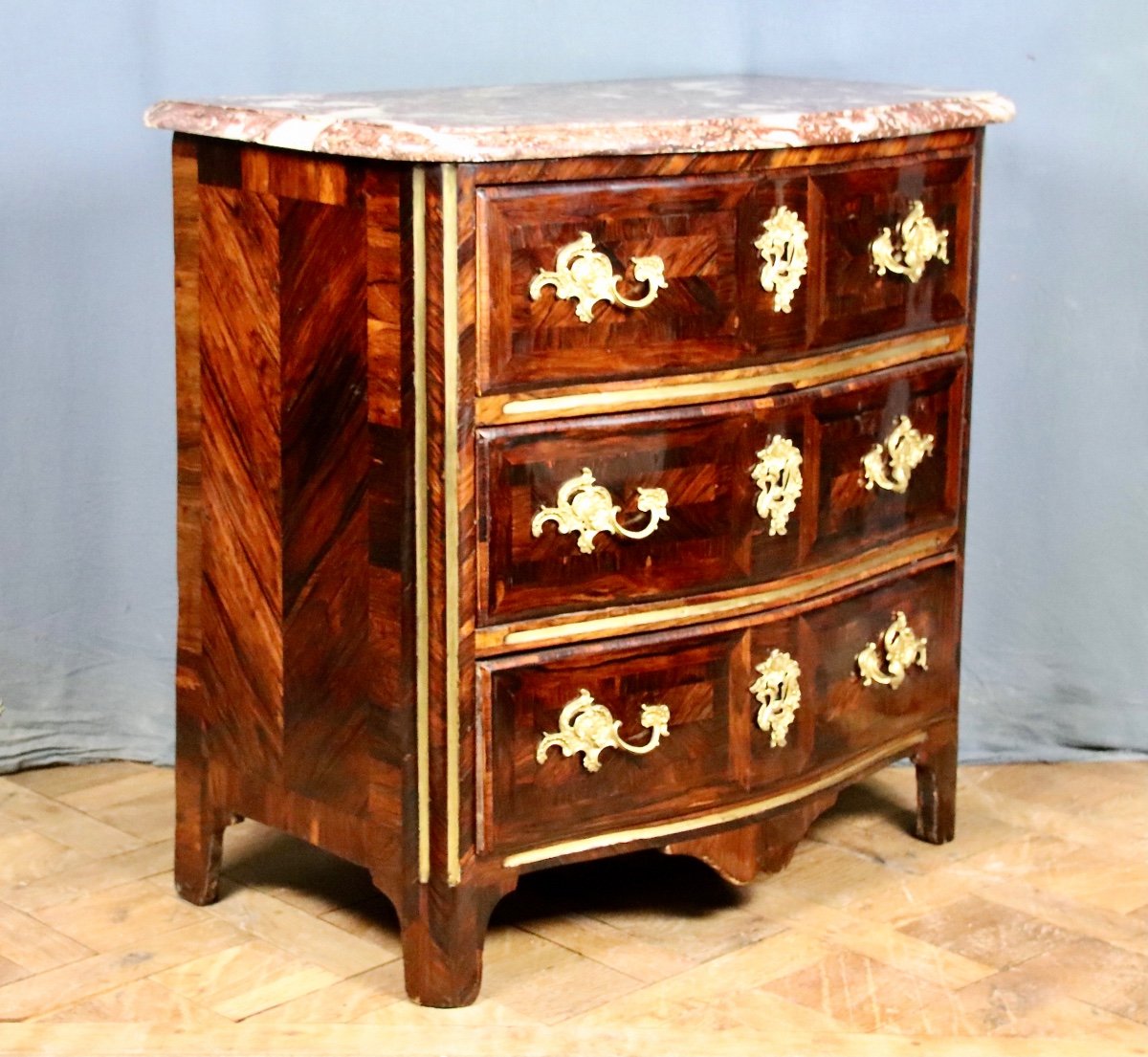 Small Louis XIV Commode In Rosewood With Marble Top-photo-3