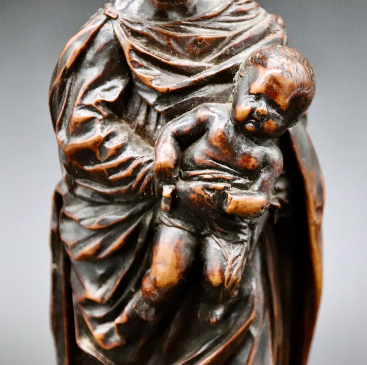 Virgin And Child In Boxwood XVIIIth-photo-5