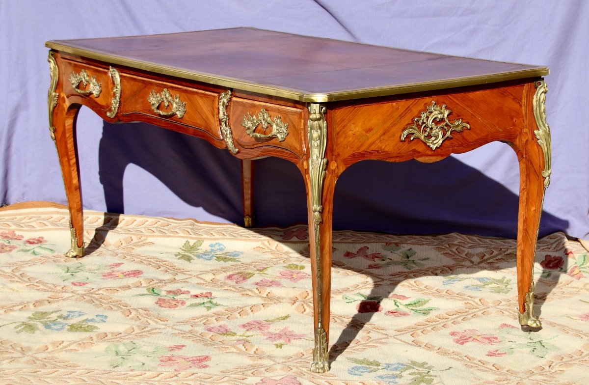 Louis XV Double Sided Desk In Roserc Wood, XVIIIth Time Marked Ehb-photo-2