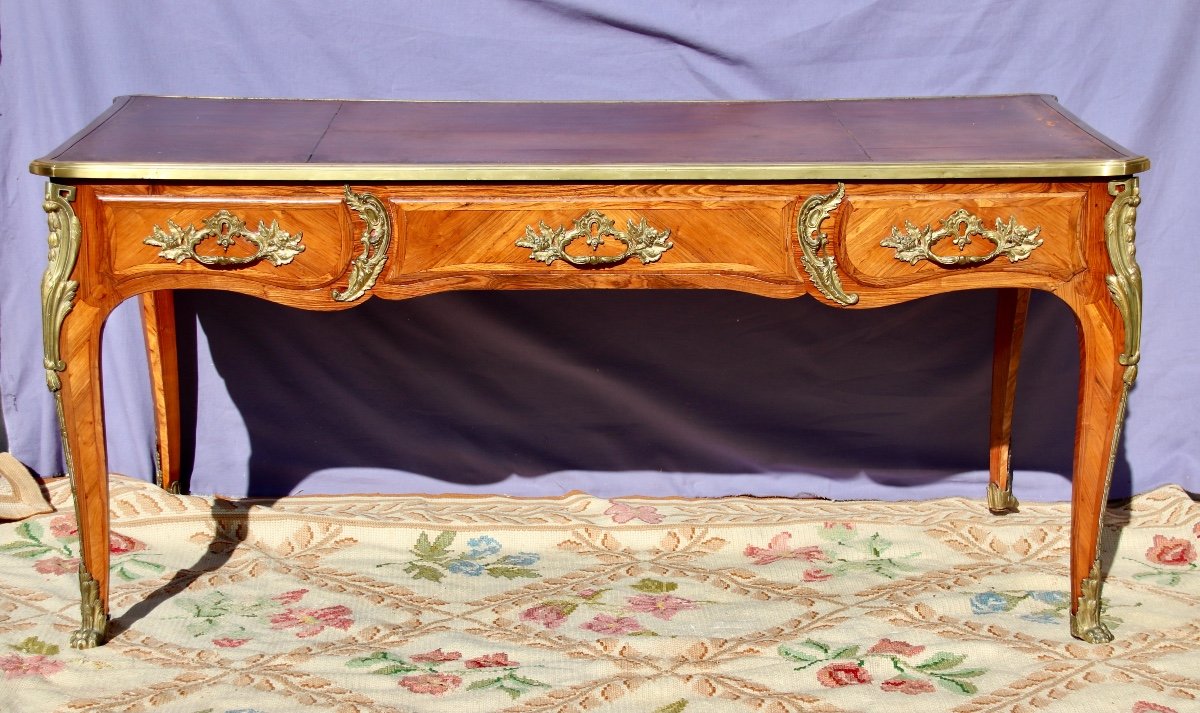 Louis XV Double Sided Desk In Roserc Wood, XVIIIth Time Marked Ehb-photo-3