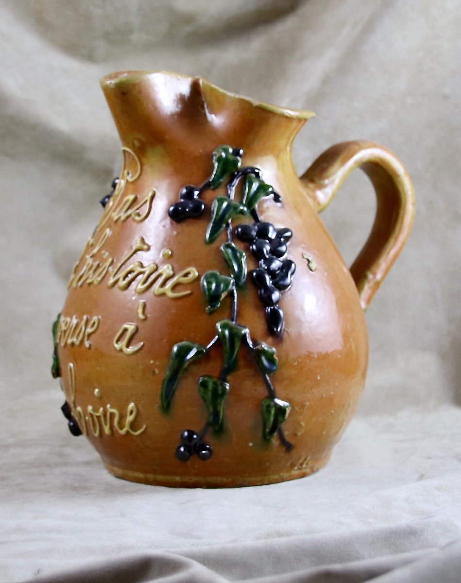 XIXth Century Folk Art Ceramic Pitcher-photo-2