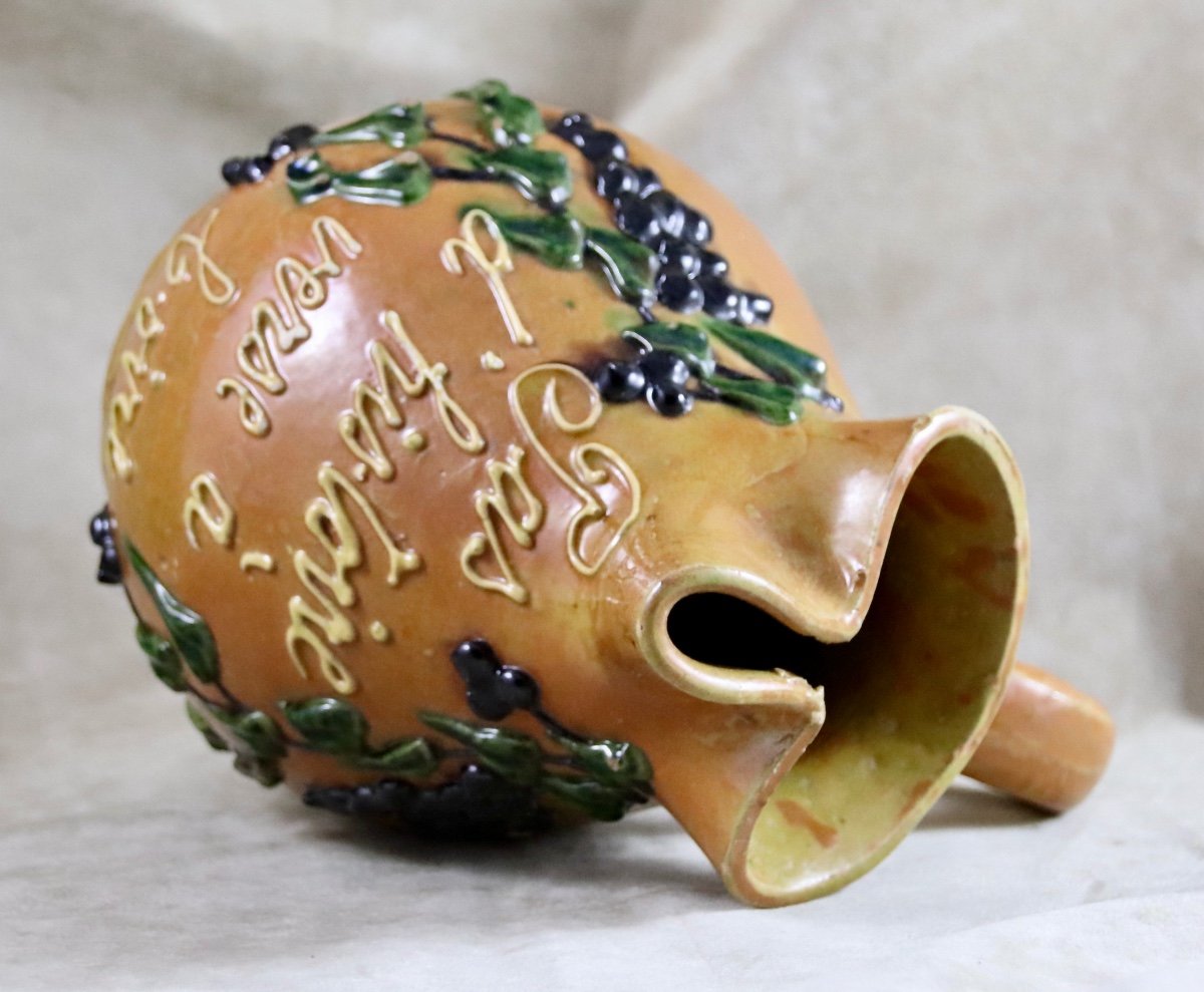 XIXth Century Folk Art Ceramic Pitcher-photo-5