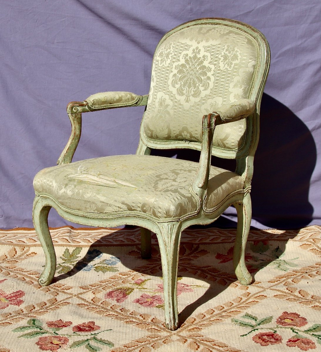 Paire De Fauteuils &agrave; Dossier Plat &agrave; La Reine De Style Louis XV d'&eacute;poque  XVIII&egrave;me-photo-3