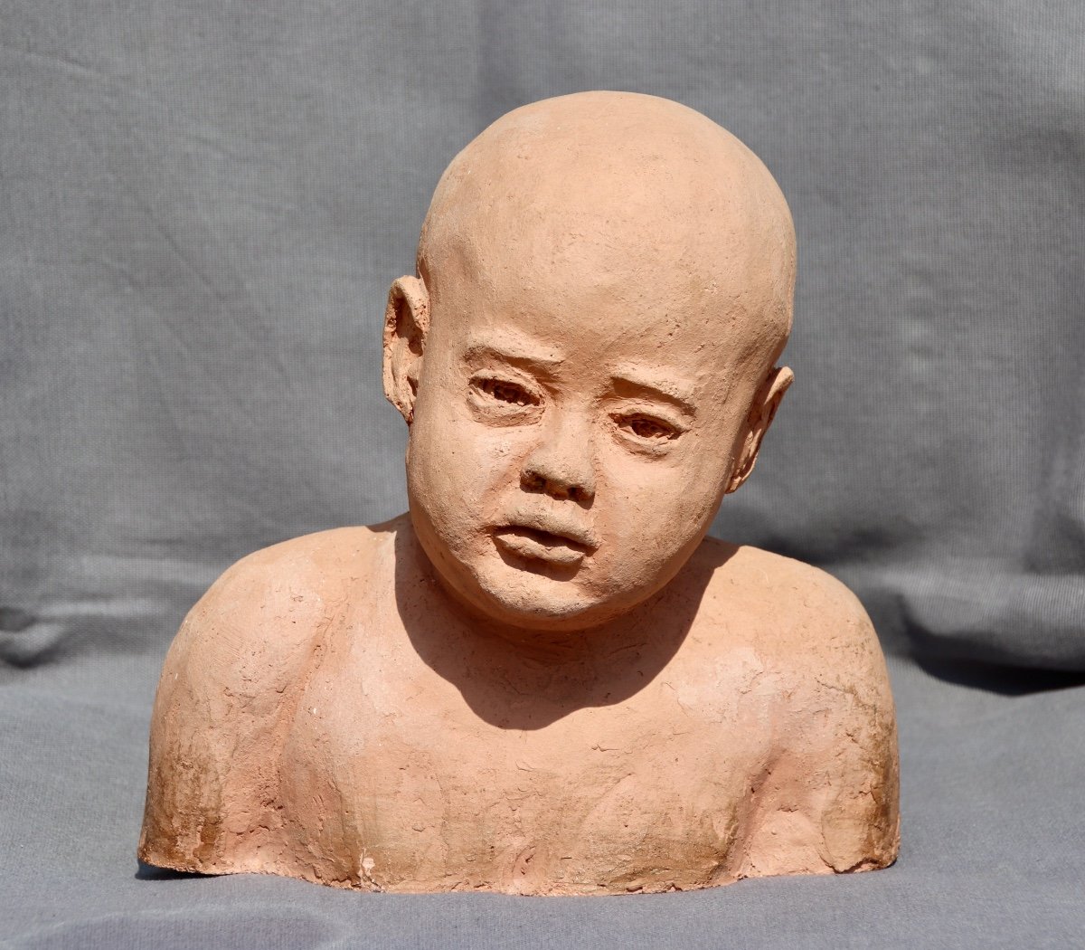Buste d'Enfant En Terre Cuite XXème-photo-1