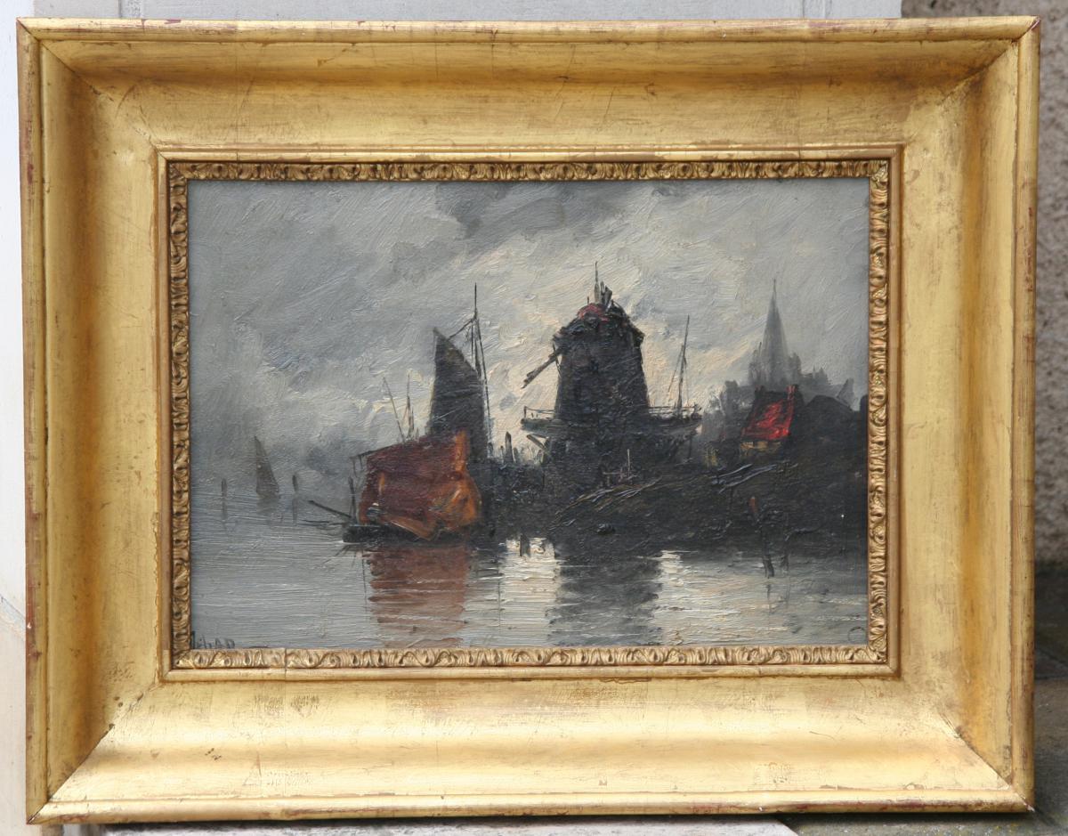 Huile Sur Panneau "bateaux au port"