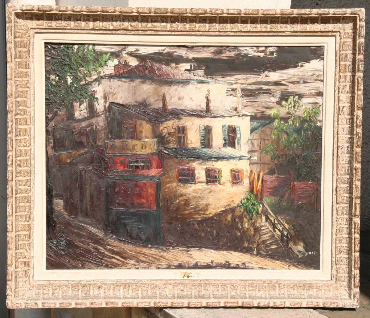 Peinture "rue Burnouf à Paris" De Léon Schwarz-Abrys