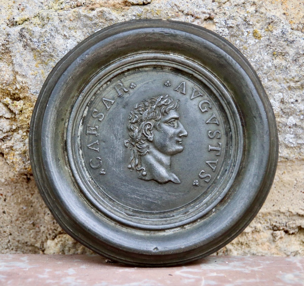 18th Century Pewter Medallion Representative Caesar Augustus