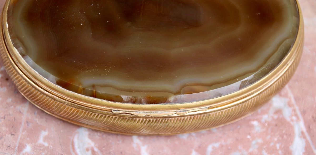 Boite Ovale XIXème En Pomponne Et Agate-photo-6