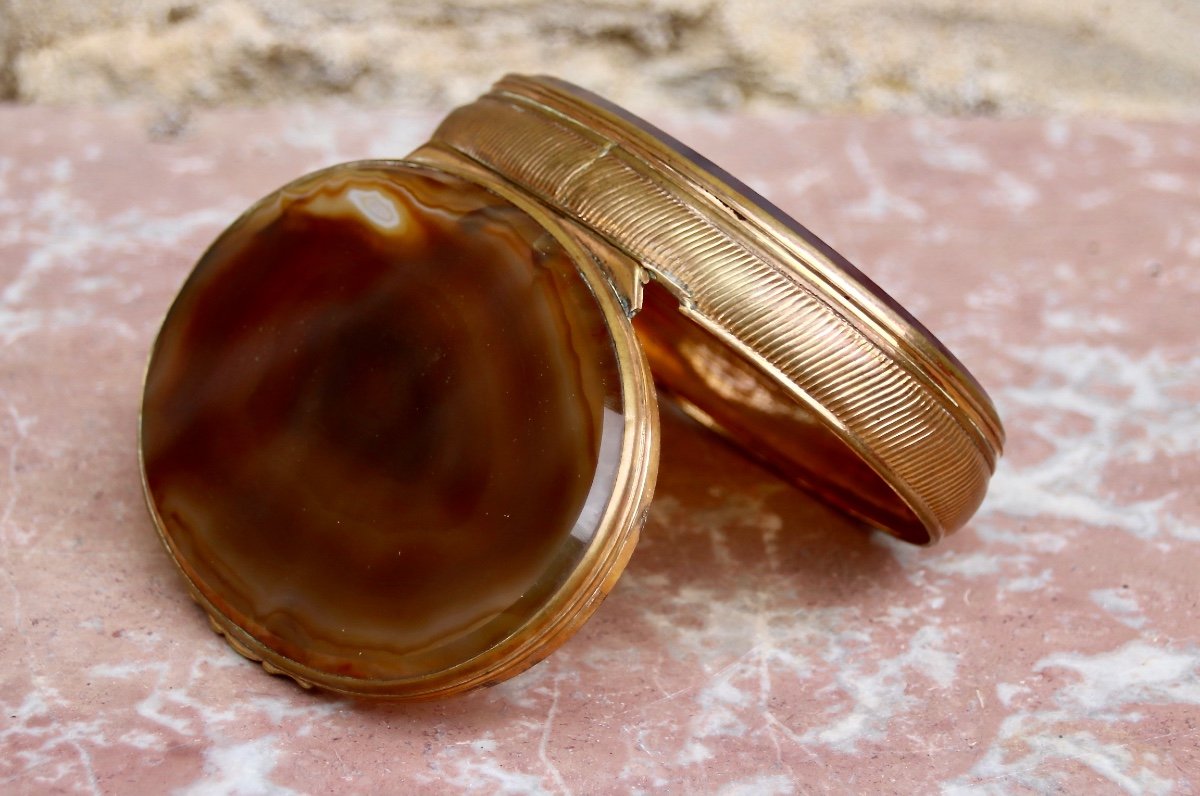 Boite Ovale XIXème En Pomponne Et Agate-photo-8