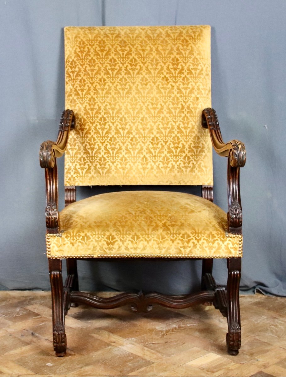 Pair Of Louis XIV Style Armchairs In Walnut-photo-3