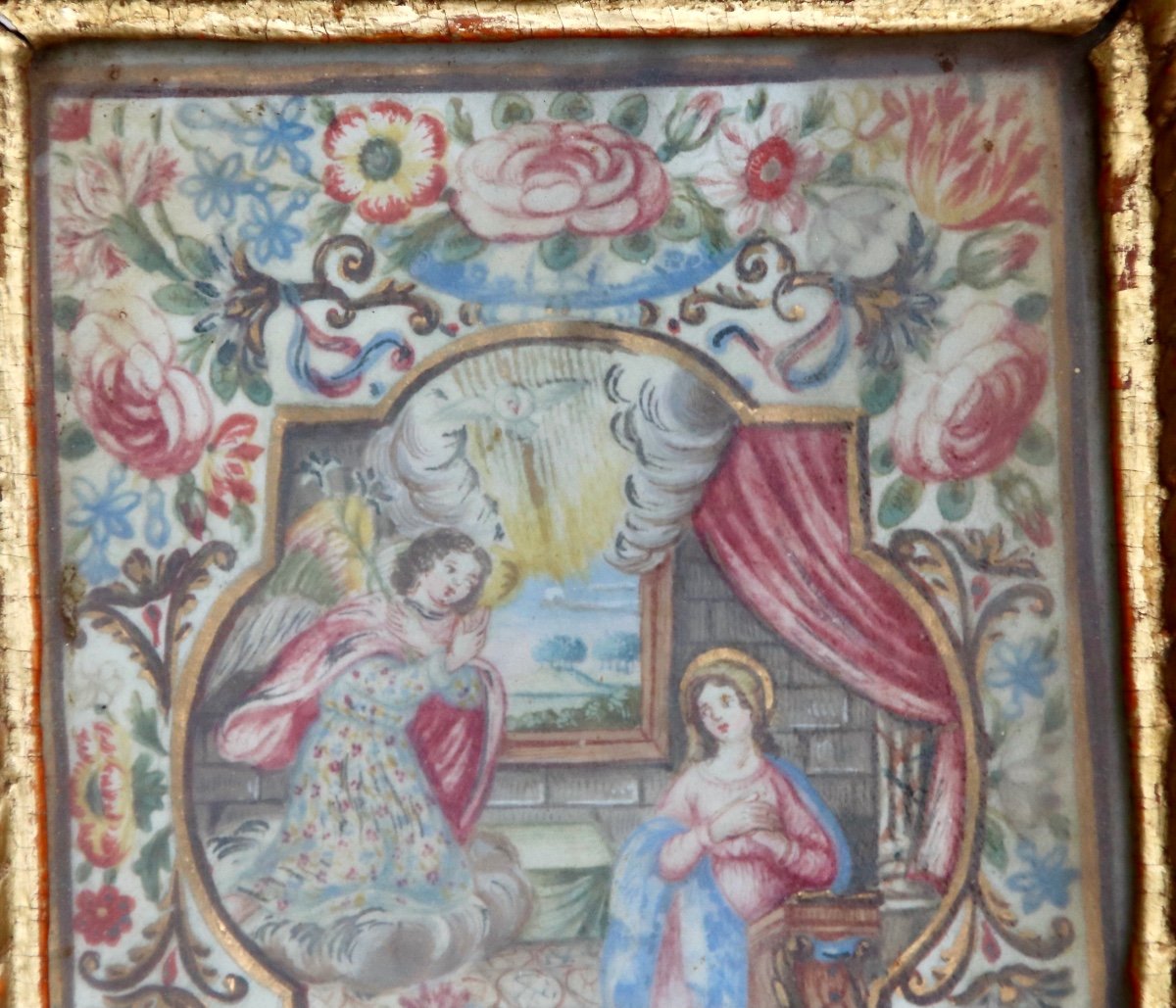 Pair Of 17th Century Religious Paintings On Velin-photo-5