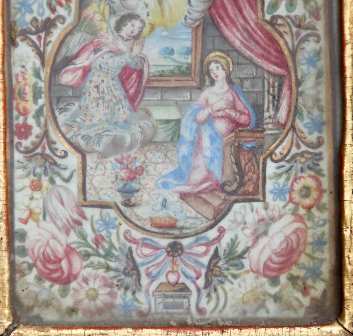 Pair Of 17th Century Religious Paintings On Velin-photo-6